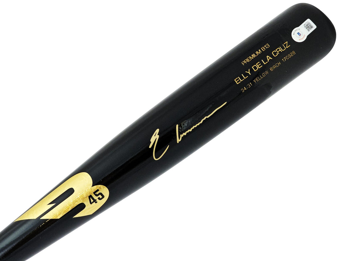 Elly De La Cruz Signed Black B45 Player Model Bat Cincinnati Reds Beckett Wit