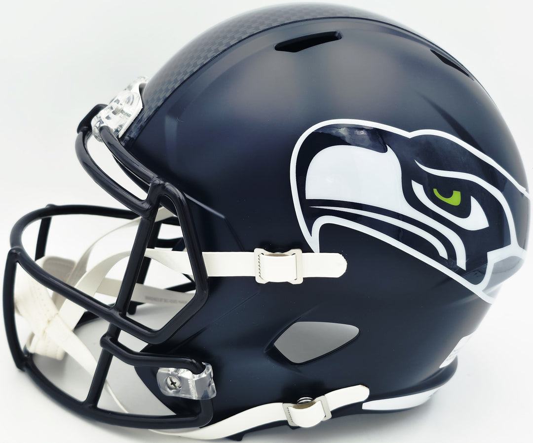 Kenneth Walker III & Malcolm Smith Auto Seahawks Blue Full Sz Speed Rep Helmet
