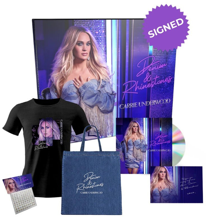 Carrie Underwood signed 2022 Denim & Rhinestones Photo Card w/Boxed Set/CD/Shirt