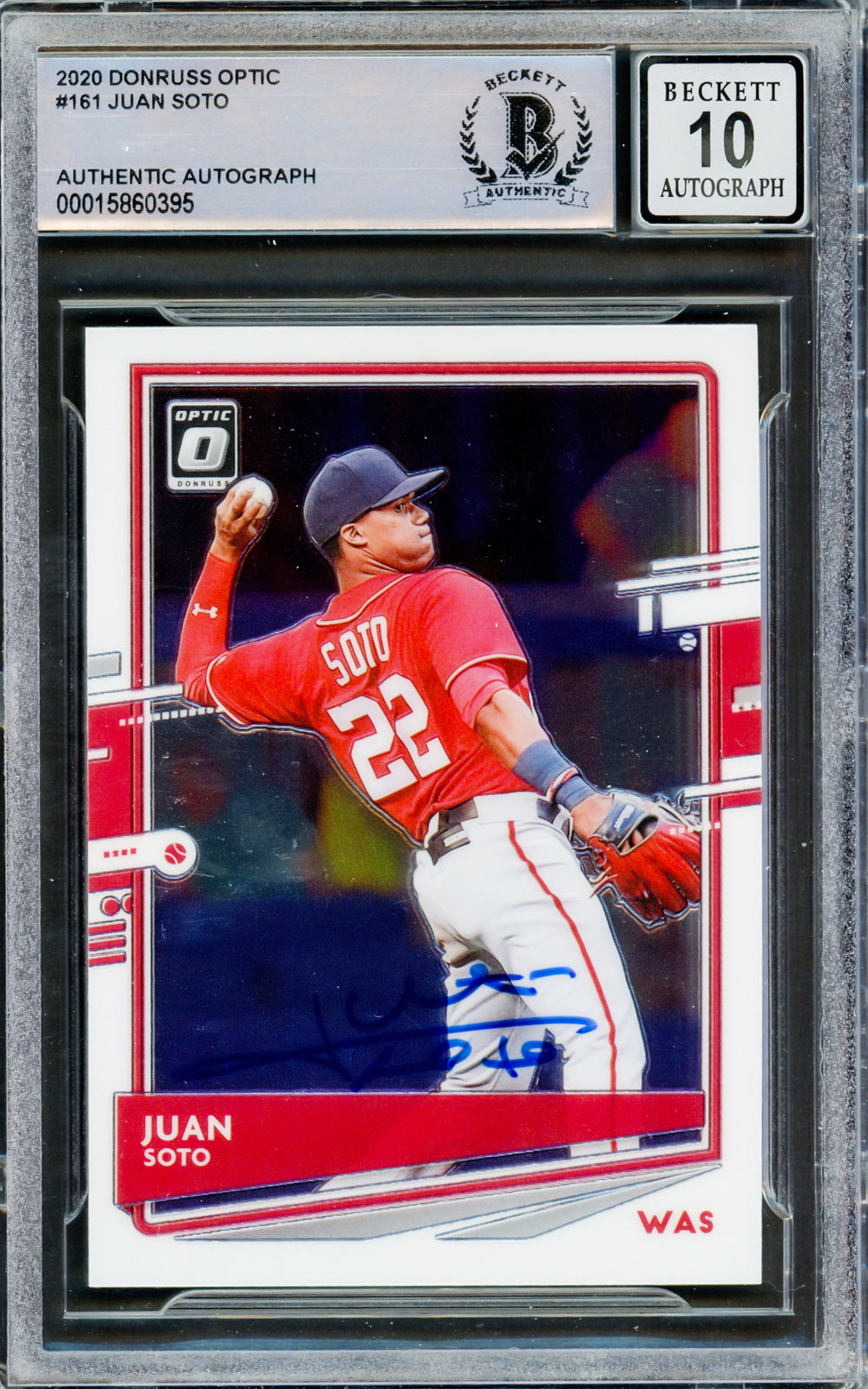 Juan Soto Autographed 2020 Donruss Optic Card Yankees Gem 10 Auto Beckett