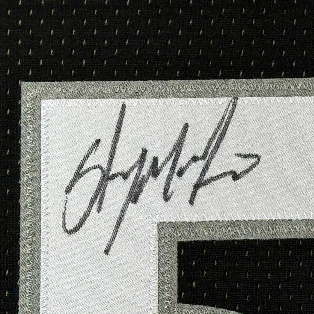 Framed Autographed/Signed Carmelo Anthony 33x42 Orange Black Jersey Fanatics COA