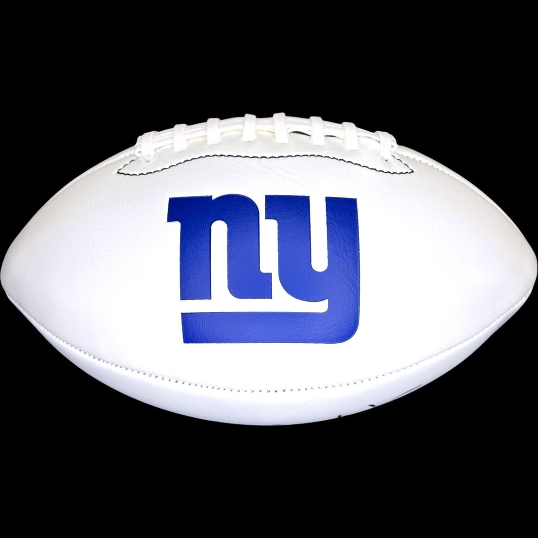 JOHN HARBAUGH SIGNED AUTOGRAPHED NEW YORK GIANTS LOGO FOOTBALL JSA COA