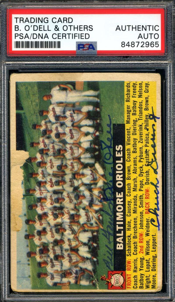 Billy O'Dell and Others PSA DNA Signed By 3 1956 Topps Team Autograph