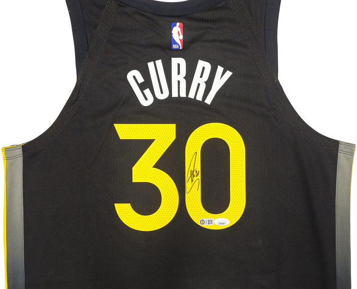 Warriors Stephen Curry Signed Black Nike City Edition Jersey Size 48+2 JSA