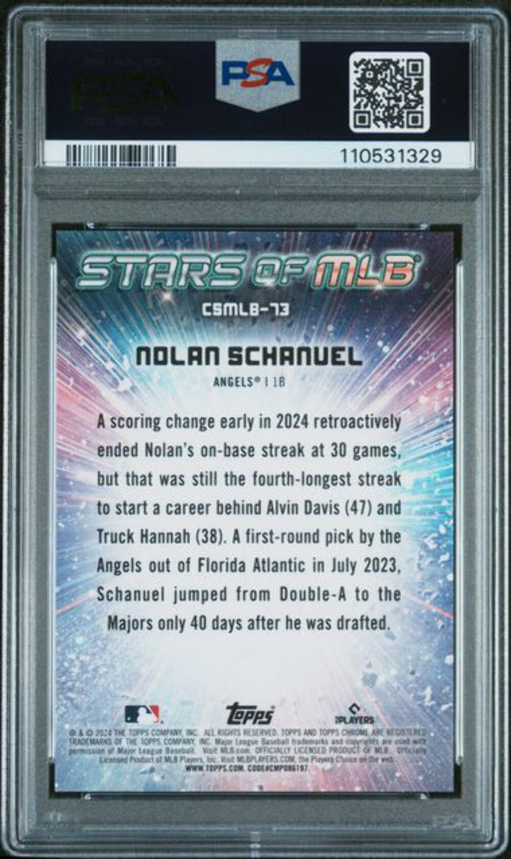 Graded 2024 Topps Nolan Schanuel CSMLB73 /75 Stars of MLB Red Refractor PSA 10