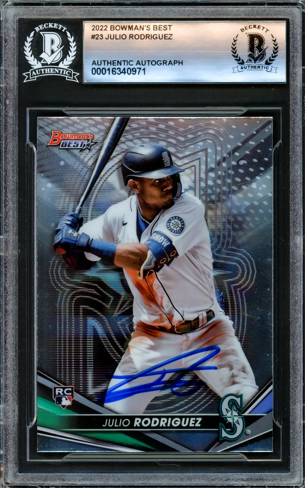 Julio Rodriguez Signed 2022 Bowman's Best RC #23 Seattle Mariners Beckett