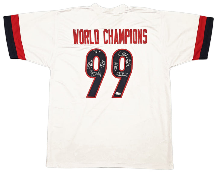 1999 Team USA Women's Soccer World Cup Champions Auto White Jersey 8 Sigs Hamm