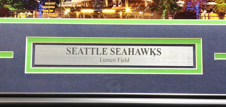 Unsigned Framed 12x36 Panoramic Photo Seattle Seahawks Seattle Night Shot