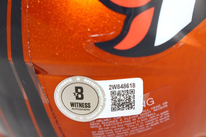 Troy Franklin Autographed/Signed Denver Broncos Flash Mini Helmet Beckett 59403