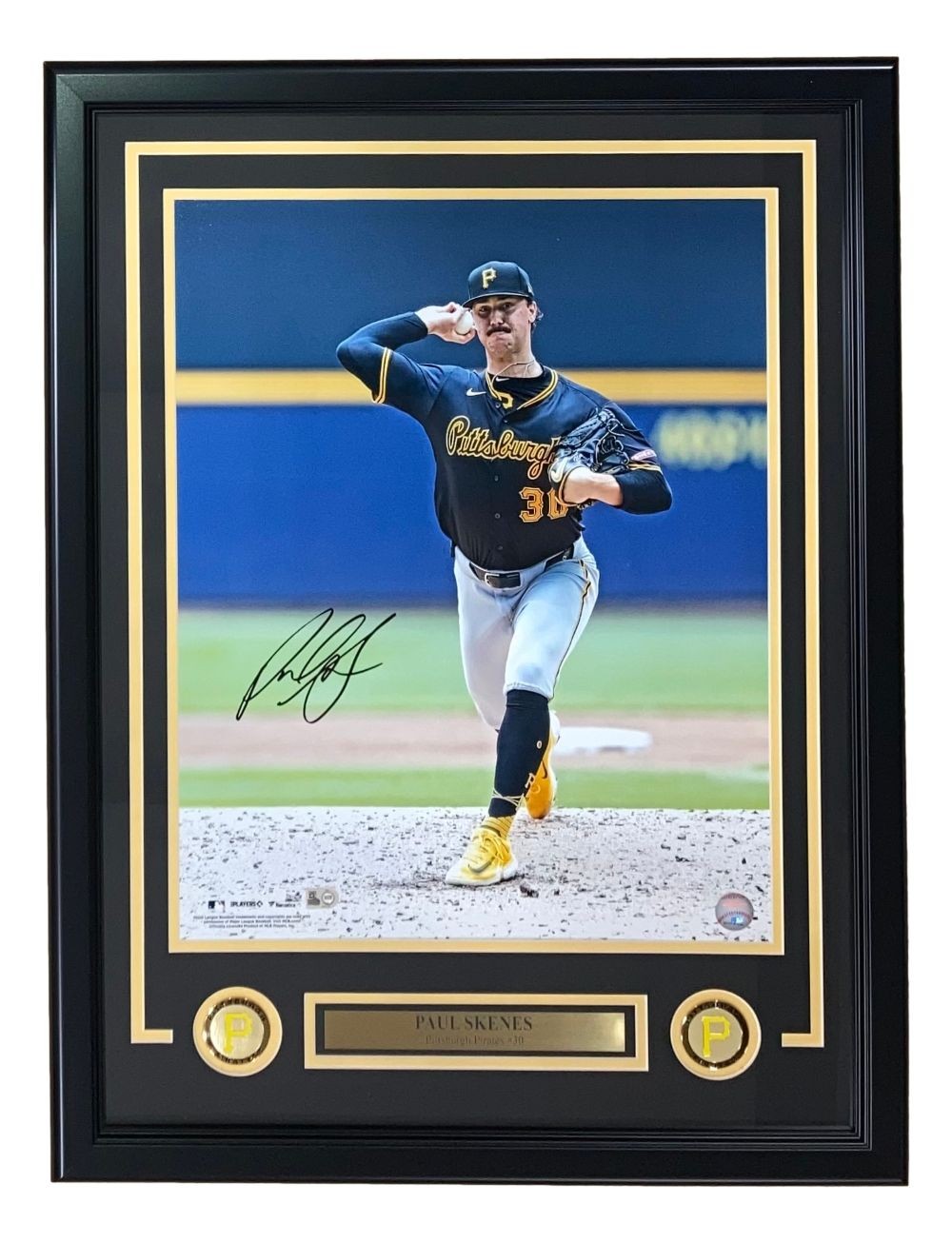 Paul Skenes Signed Framed 16x20 Pittsburgh Pirates Black Jersey Photo MLB Holo