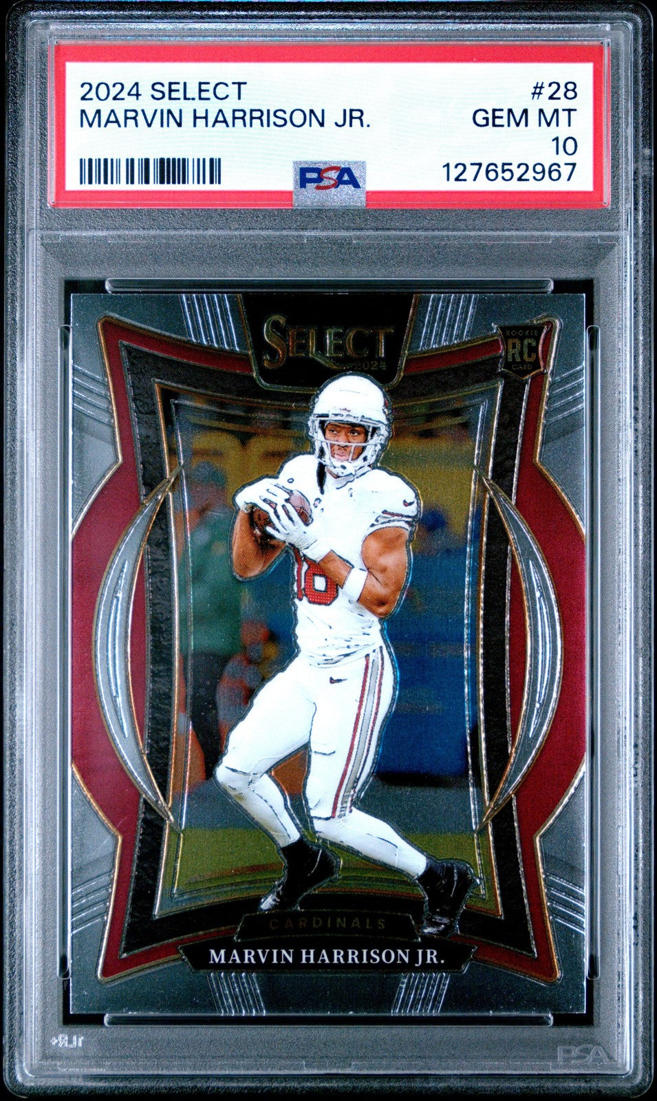 Graded 2024 Panini Select Marvin Harrison Jr. #28 Rookie RC Card PSA 10