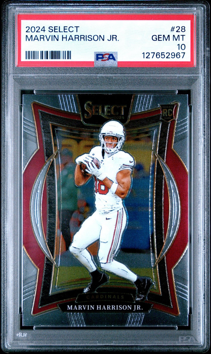 Graded 2024 Panini Select Marvin Harrison Jr. #28 Rookie RC Card PSA 10
