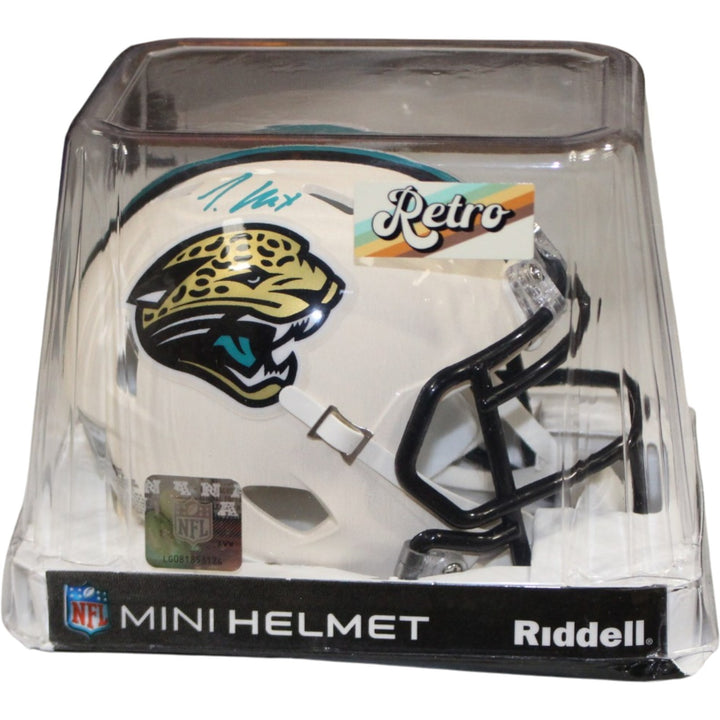 Travis Hunter Autographed Jacksonville Jaguars Retro Mini Helmet Beckett W 57926