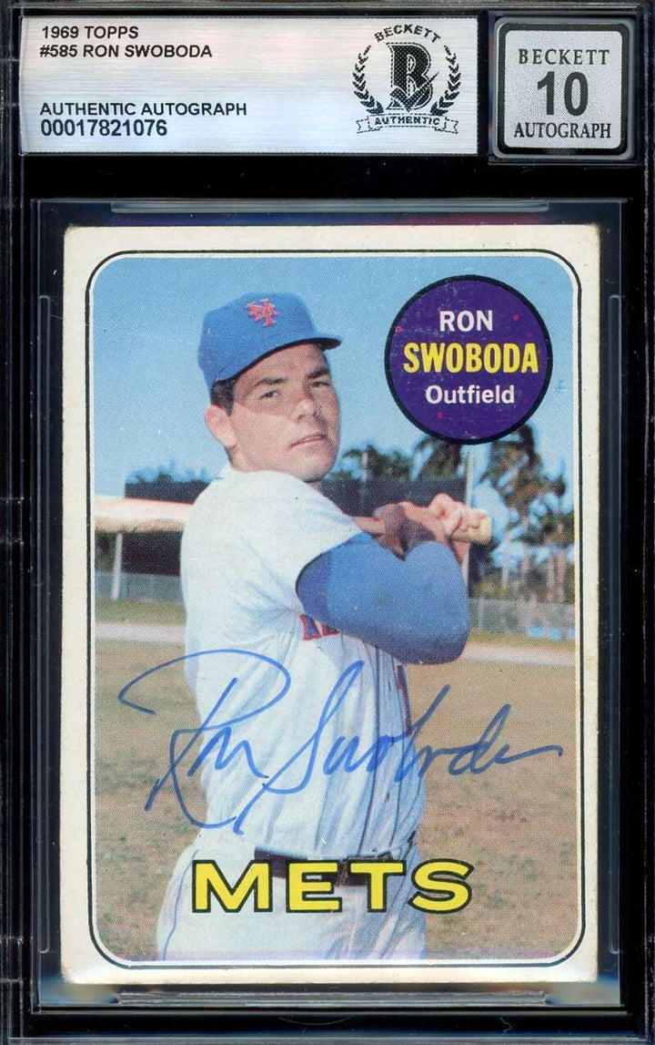 Ron Swoboda Gem Mint 10 Beckett BAS Signed 1969 Topps Mets Autograph
