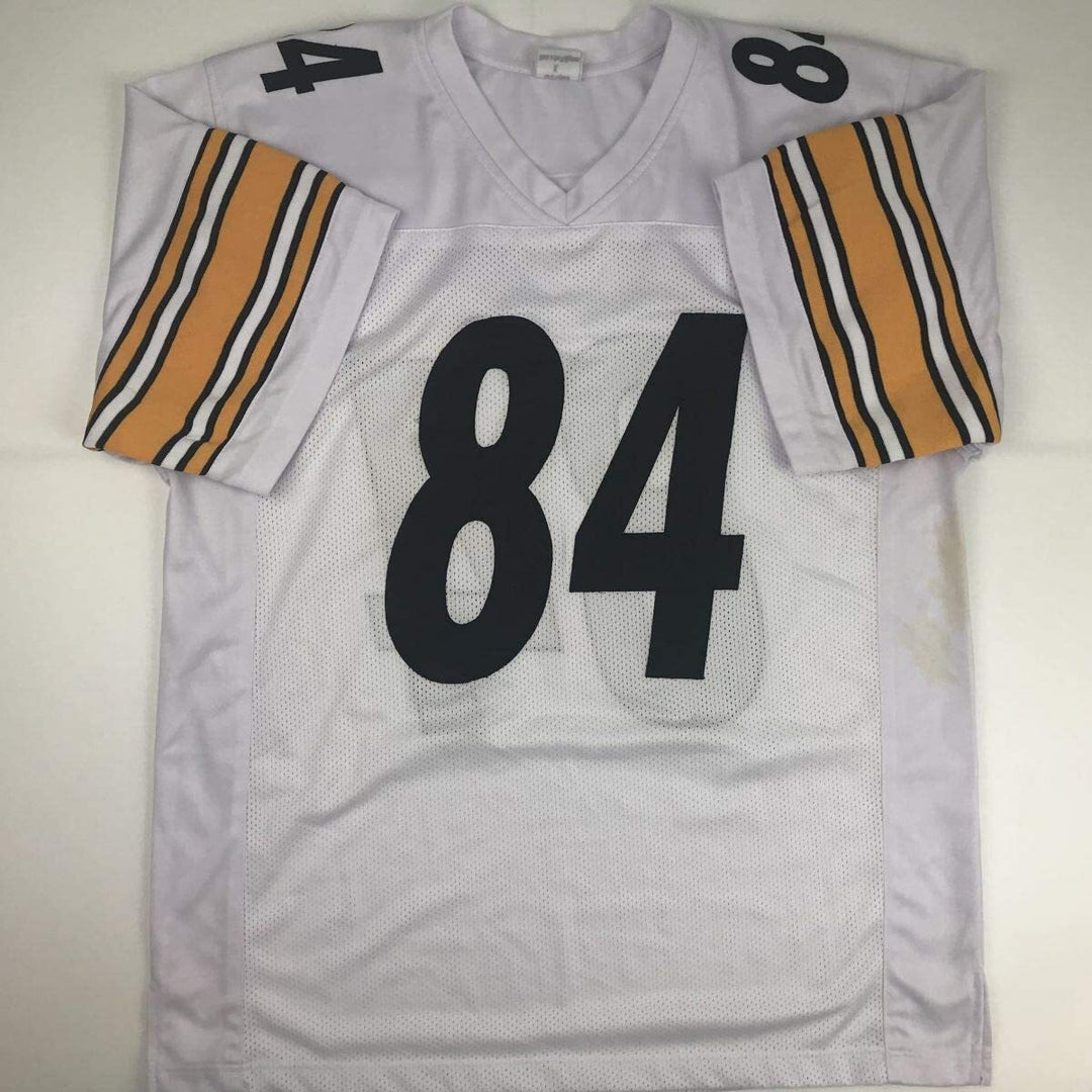 Autographed/Signed Antonio Brown Pittsburgh White Football Jersey Beckett BAS CO