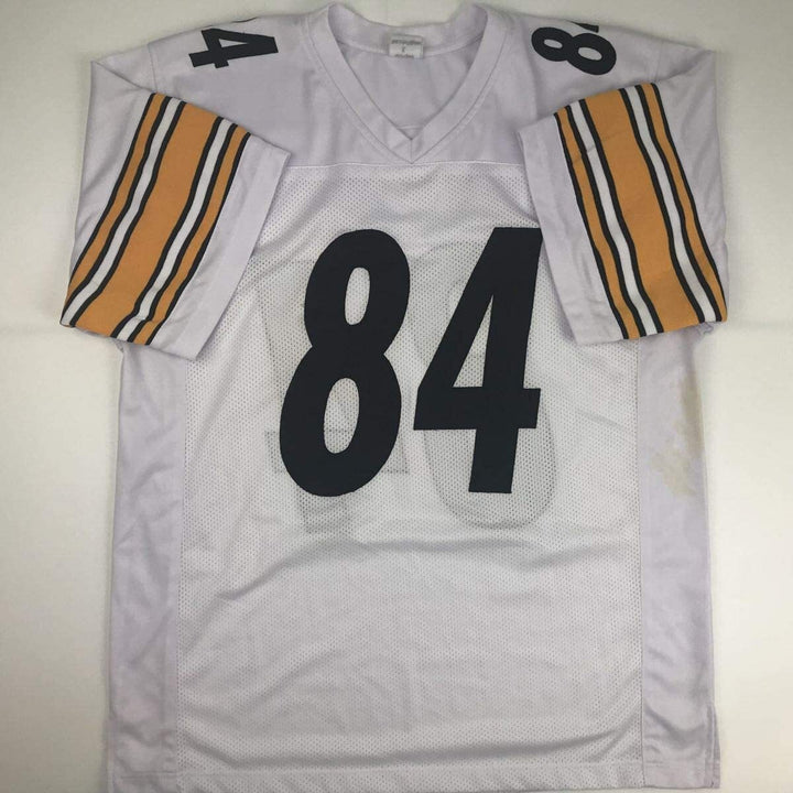 Autographed/Signed Antonio Brown Pittsburgh White Football Jersey Beckett BAS CO