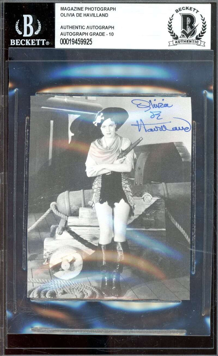 Olivia De Havilland Gem Mint 10 Beckett BAS Signed 3x4 Magazine Photo Autograph