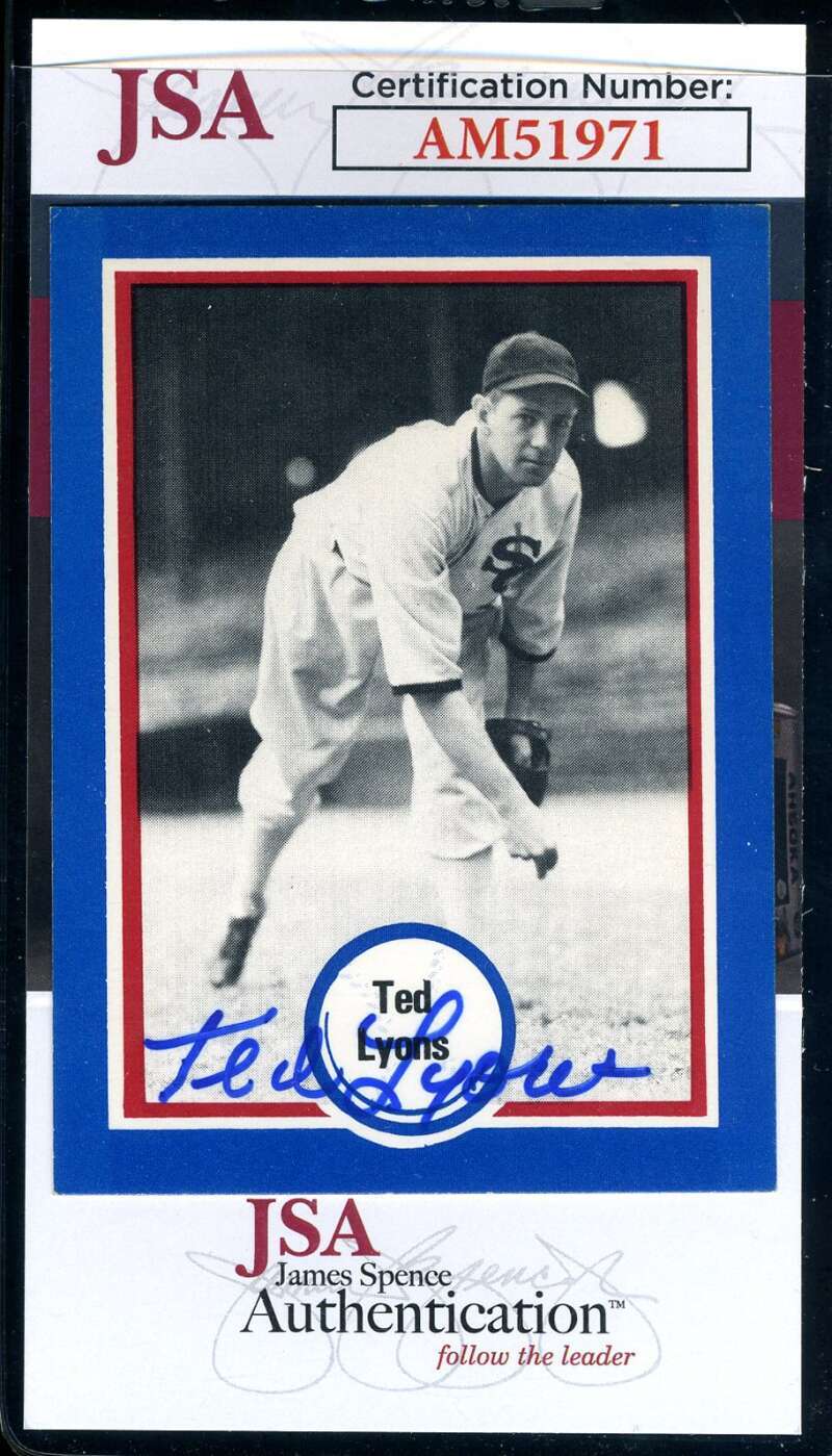 Ted Lyons JSA Coa Signed 1976 Shakey's Pizza Immortals Autograph