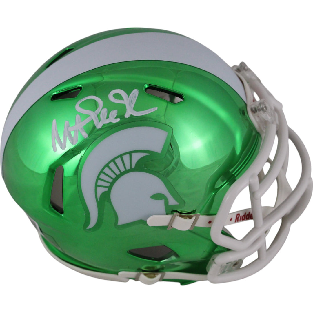 Magic Johnson Autographed/Signed Michigan State Chrome Mini Helmet Beckett 49615