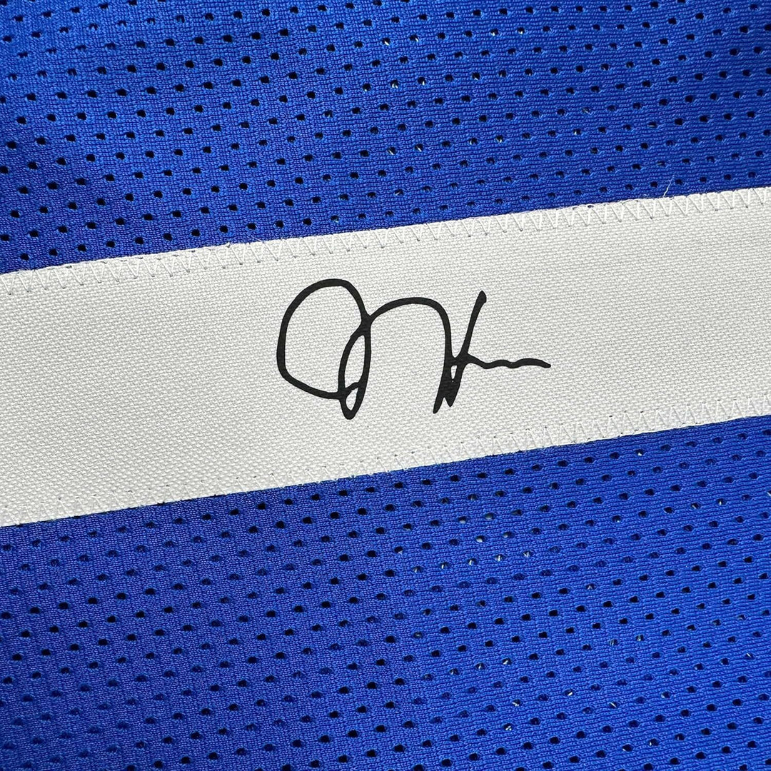 Framed Facsimile Autographed James Harden 35x39 Los Angeles Blue Reprint Jersey