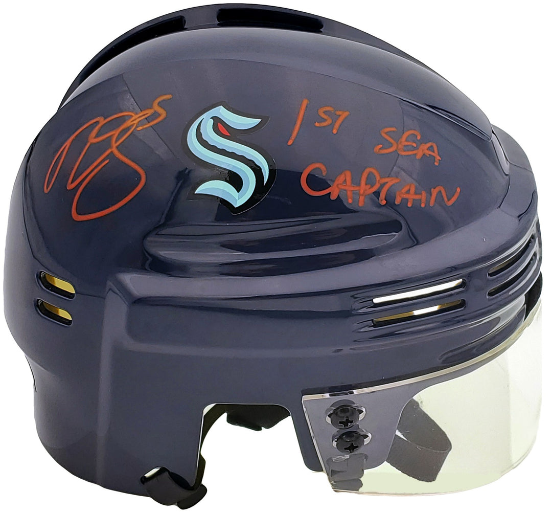 Mark Giordano Auto Seattle Kraken Blue Mini Helmet 1st SEA Captain Fanatics Holo