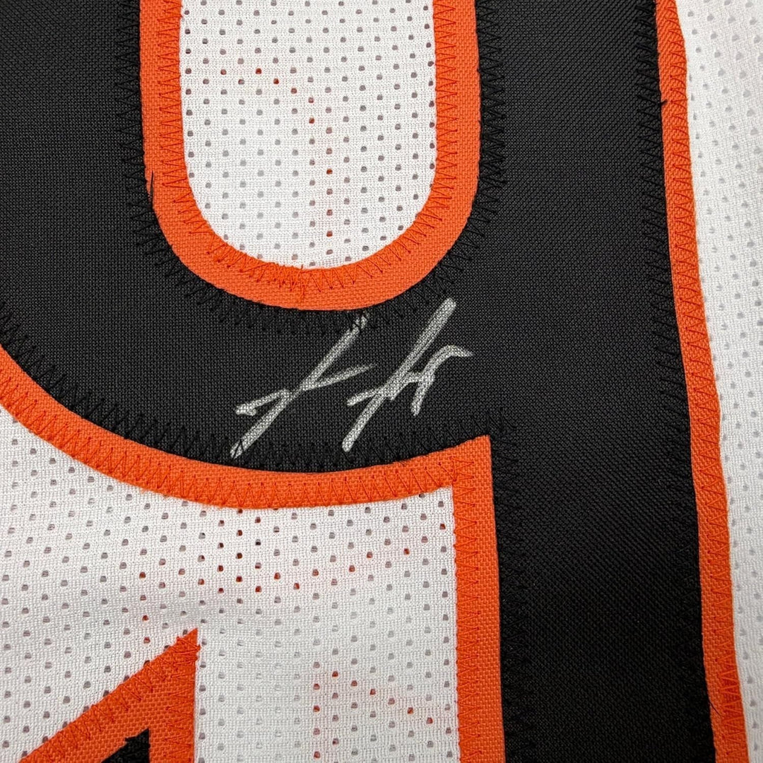 Framed Autographed Myles Murphy 35x39 Cincinnati White Football Jersey JSA COA