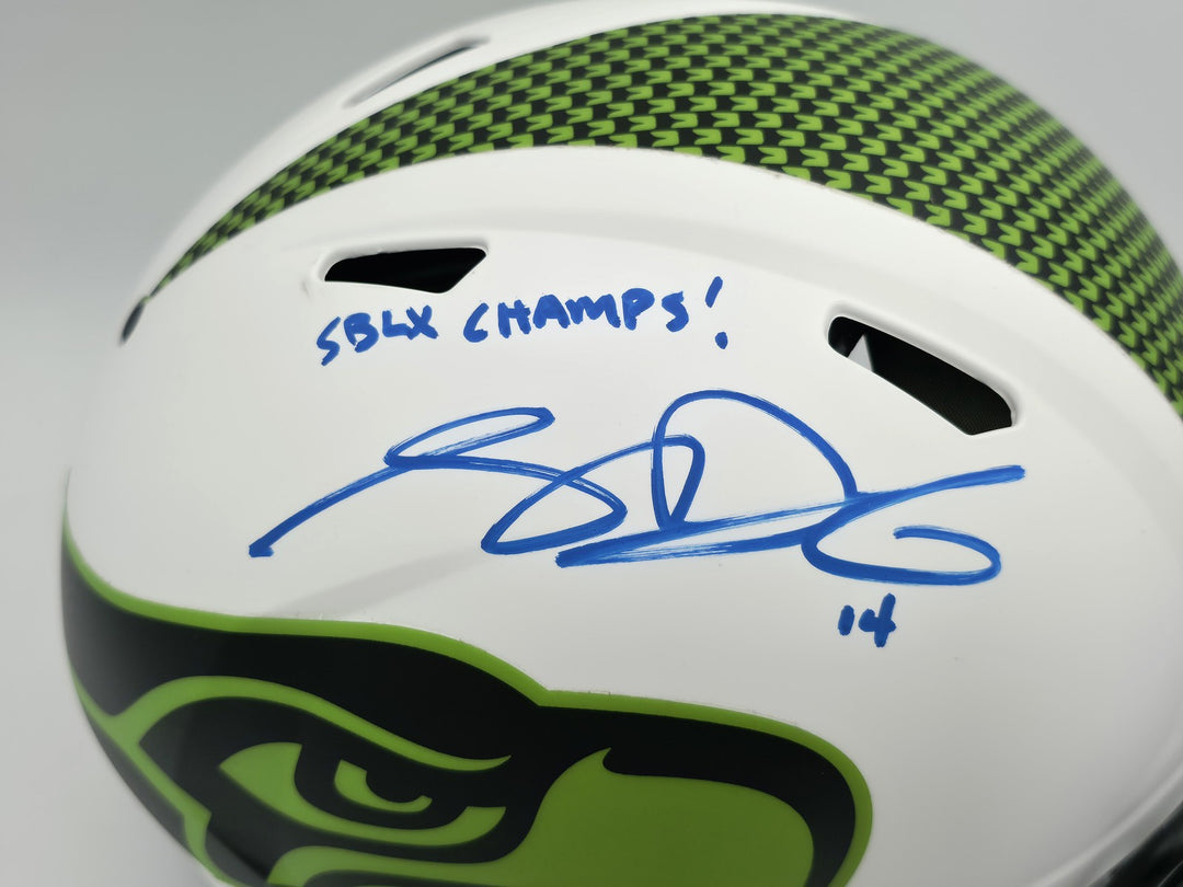 Sam Darnold Auto Seahawks Lunar Eclipse White Full Size Auth Helmet SB LX Champs