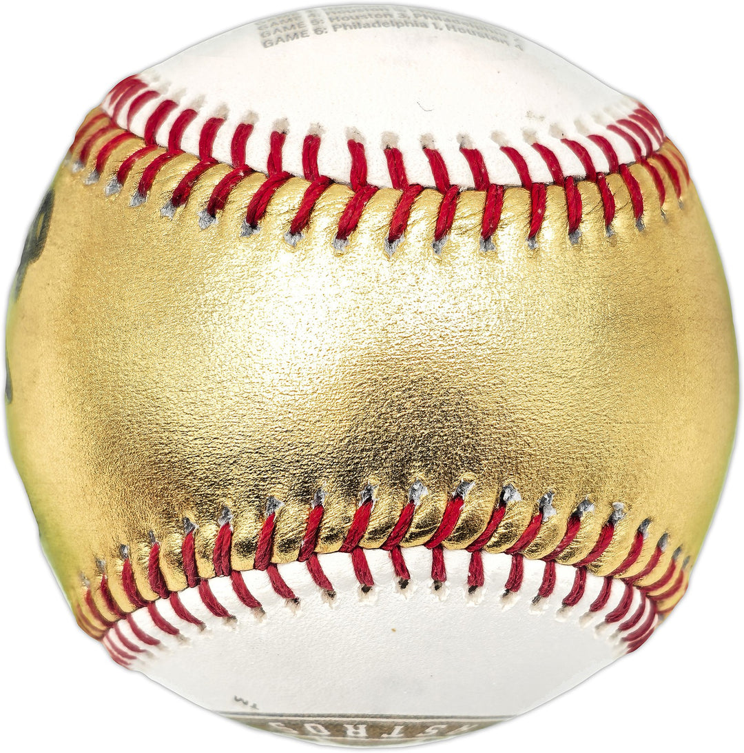 Kyle Tucker Signed 2022 WS Gold MLB Baseball Astros (Smudged) Beckett Wit