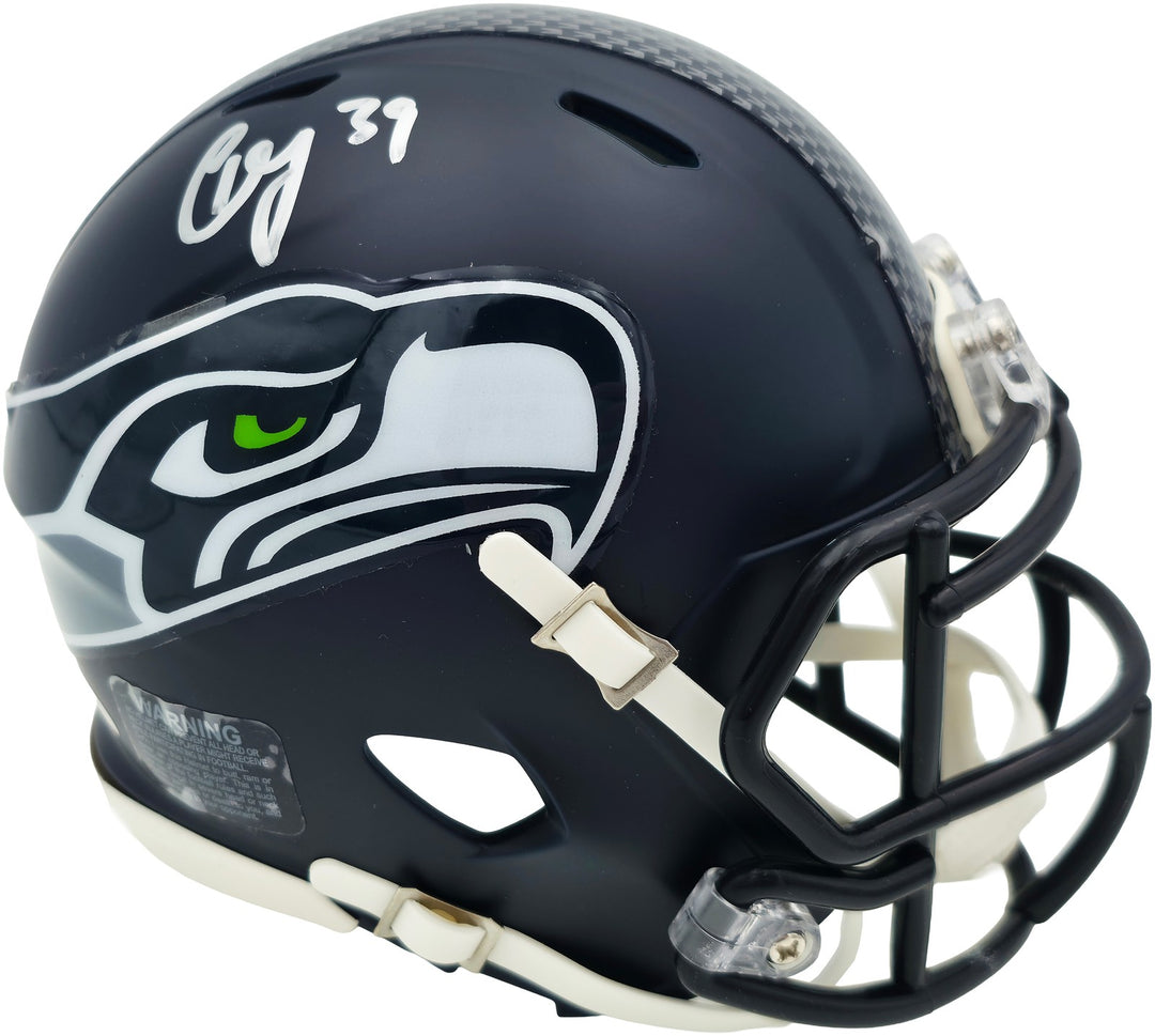 Ty Okada Signed Seahawks Blue Speed Mini Helmet MCS Holo