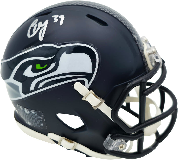 Ty Okada Signed Seahawks Blue Speed Mini Helmet MCS Holo