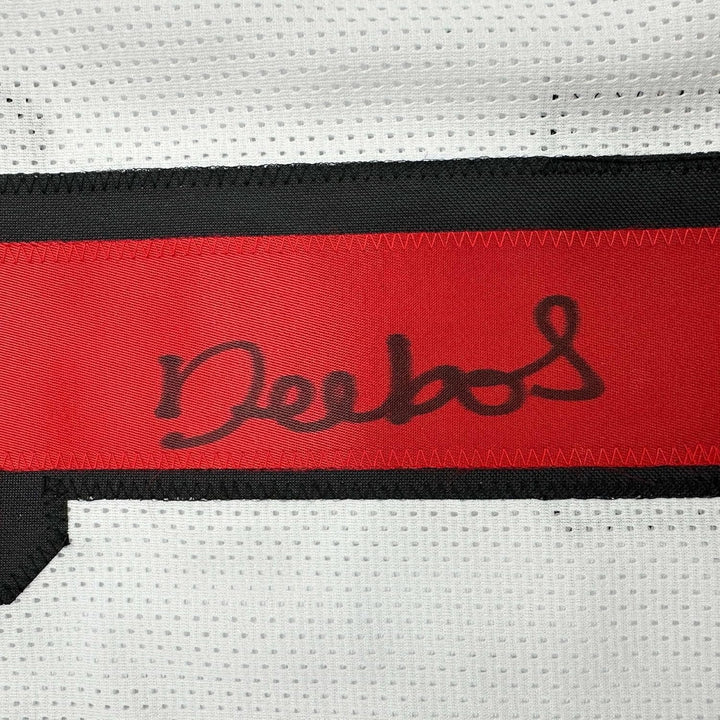 Framed Signed Deebo Samuel Sr. 35x39 White Alternate Jersey JSA COA