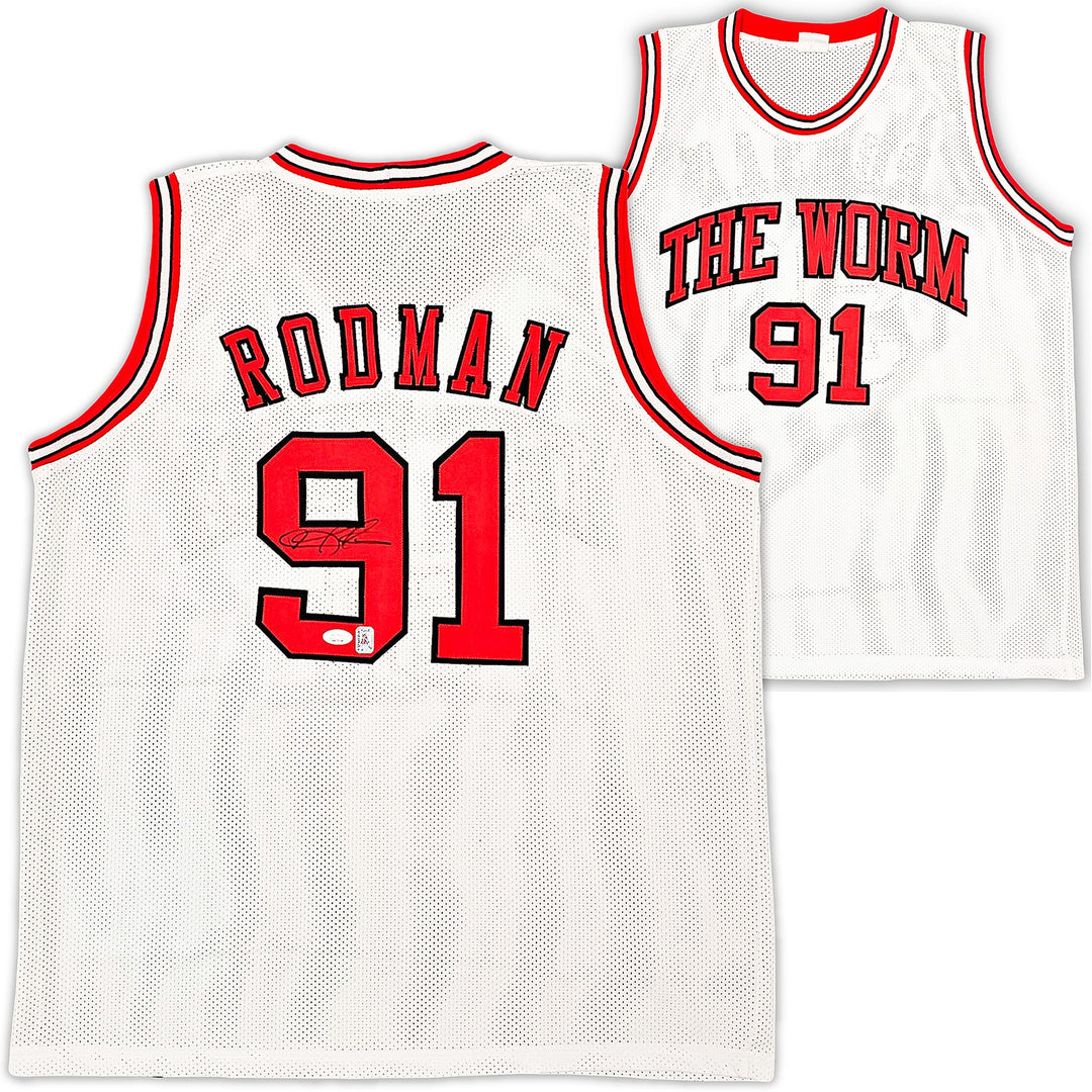Chicago Bulls Dennis Rodman Autographed Signed White Jersey JSA