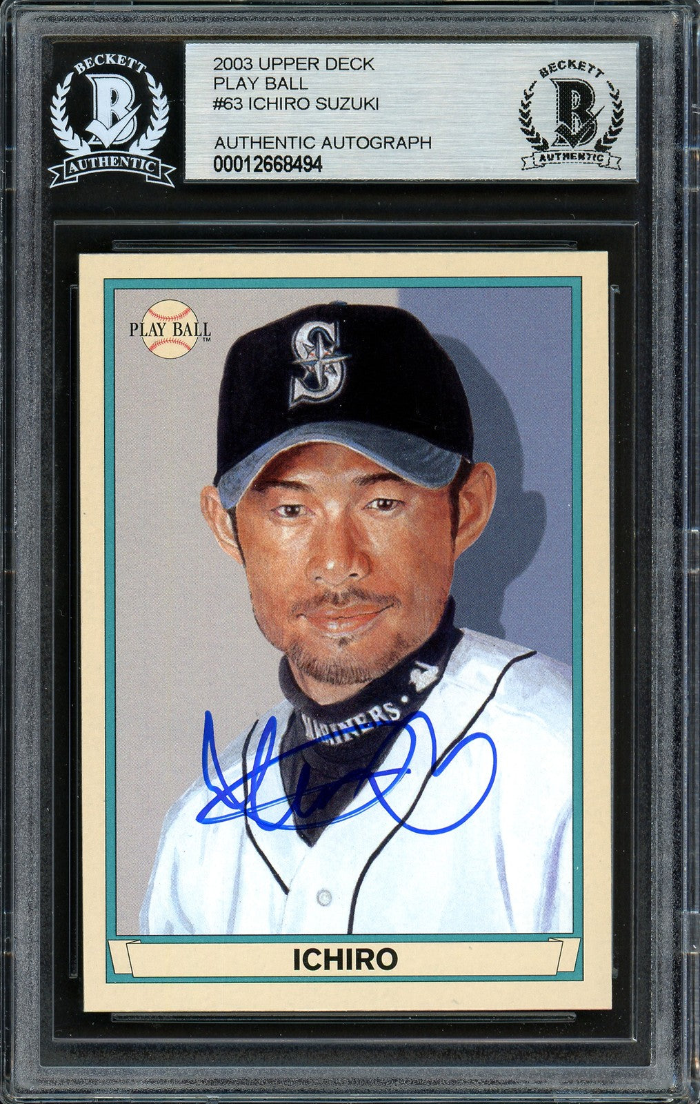 Ichiro Suzuki Signed 2003 Upper Deck Play Ball Card 63 Seattle Mariners Beckett