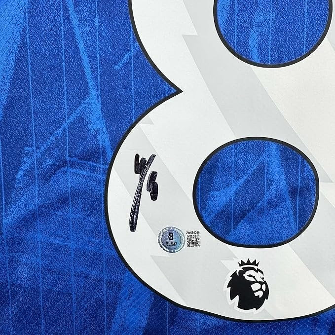 Framed Autographed/Signed Enzo Fernandez 35x39 Chelsea FC Jersey BAS COA