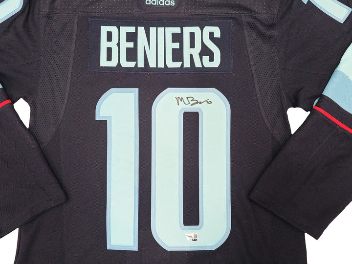 Seattle Kraken Matty Beniers Auto Blue Adidas Authentic Jersey Size 44 Fanatics