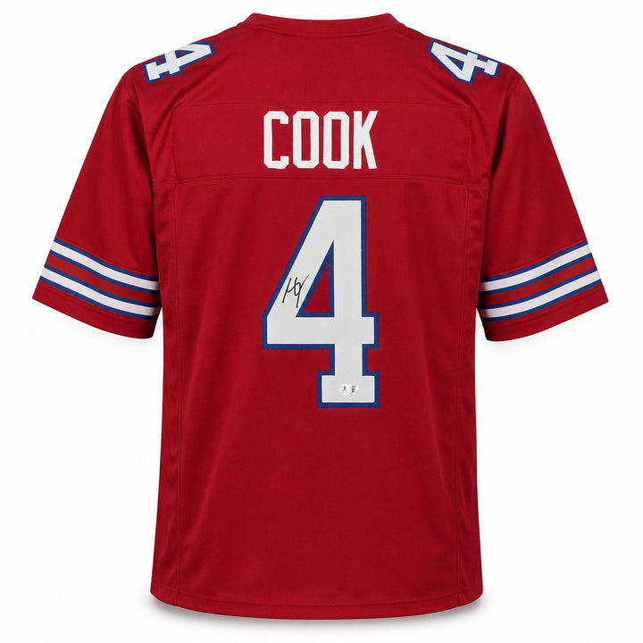 Buffalo Bills James Cook Signed Red Jersey Beckett BAS Witness