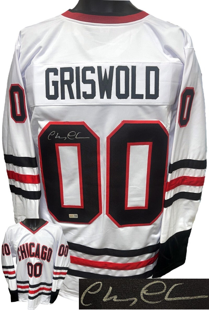Chevy Chase signed Chicago White Christmas Vacation Griswold #00 Jersey-Tri-Star