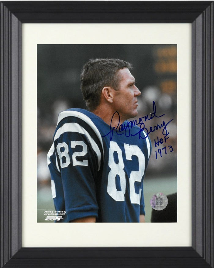 Raymond Berry signed Baltimore Colts NFL 8X10 Photo  w/ HOF 1973 Framed- COA