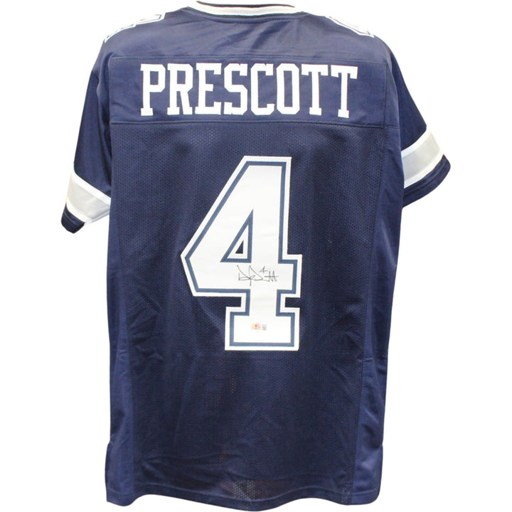 Dak Prescott Autographed/Signed Pro Style sz. XL Blue Jersey Beckett 56285
