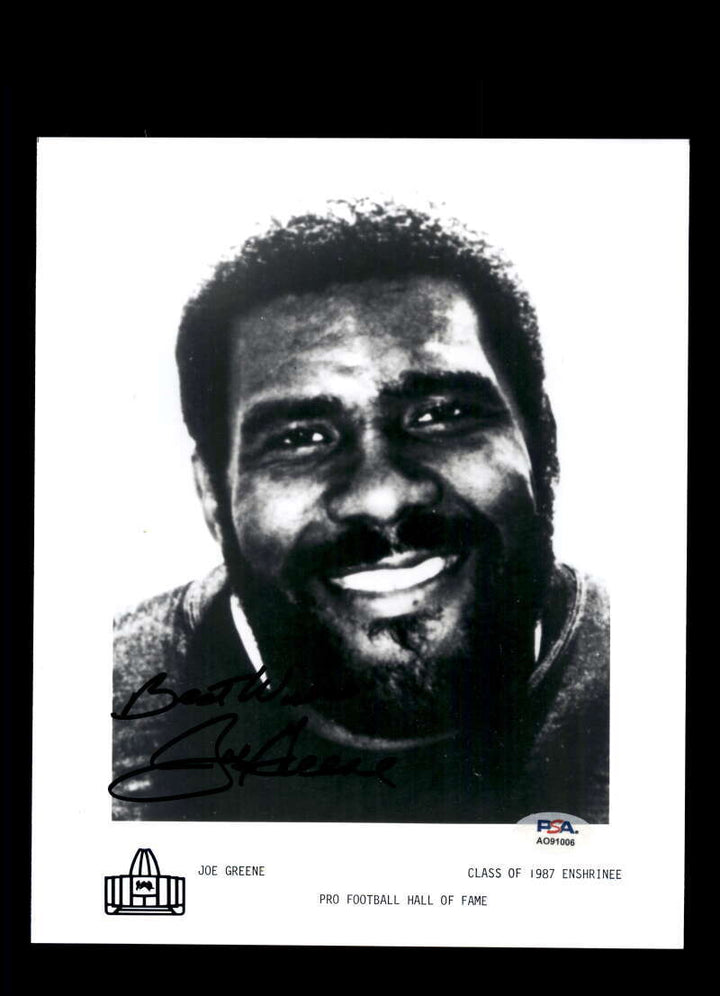 Mean Joe Greene PSA DNA Signed 8x10 Photo Steelers Autograph