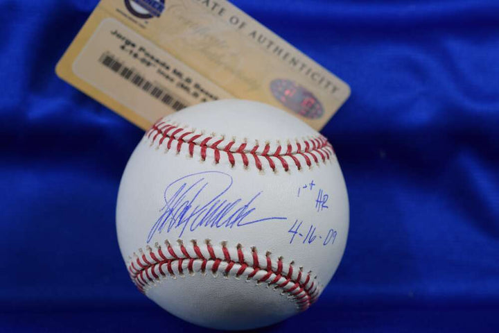 Jorge Posada Steiner Coa Autograph Major League Signed Baseball 1st HR 4-16-01