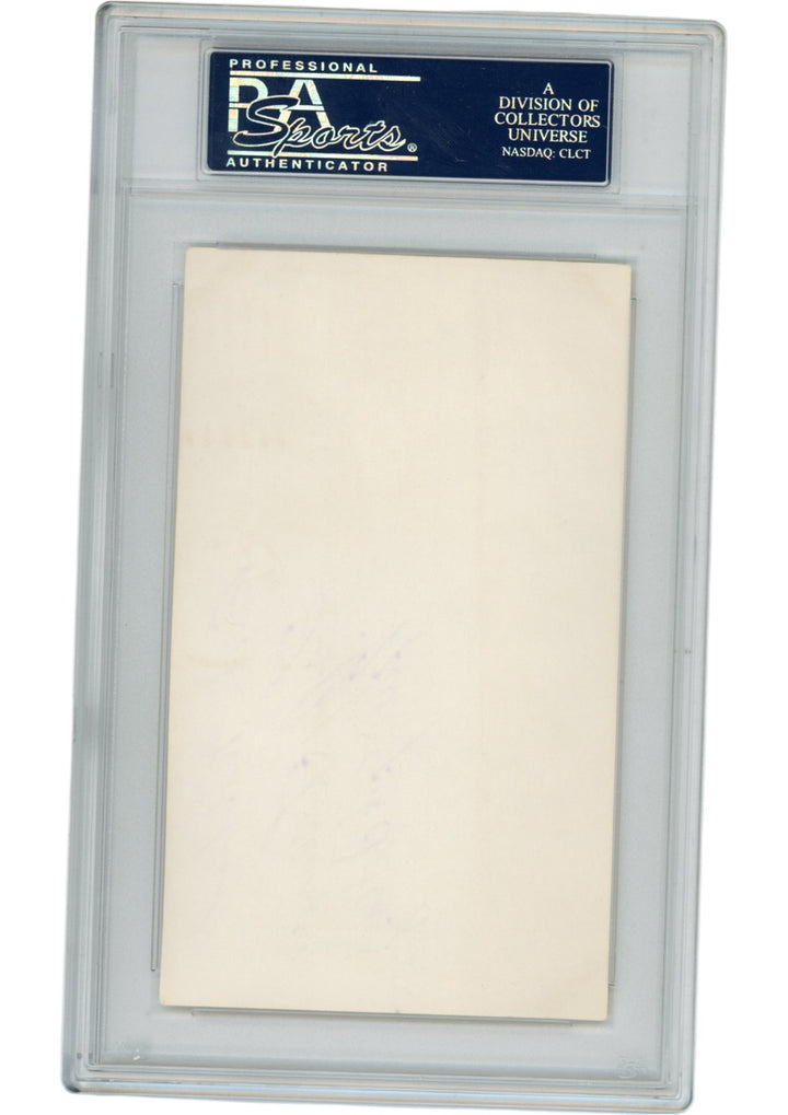 Tuffy Leemans Autographed New York Giants Index Card Best Wishes Slab PSA 54910