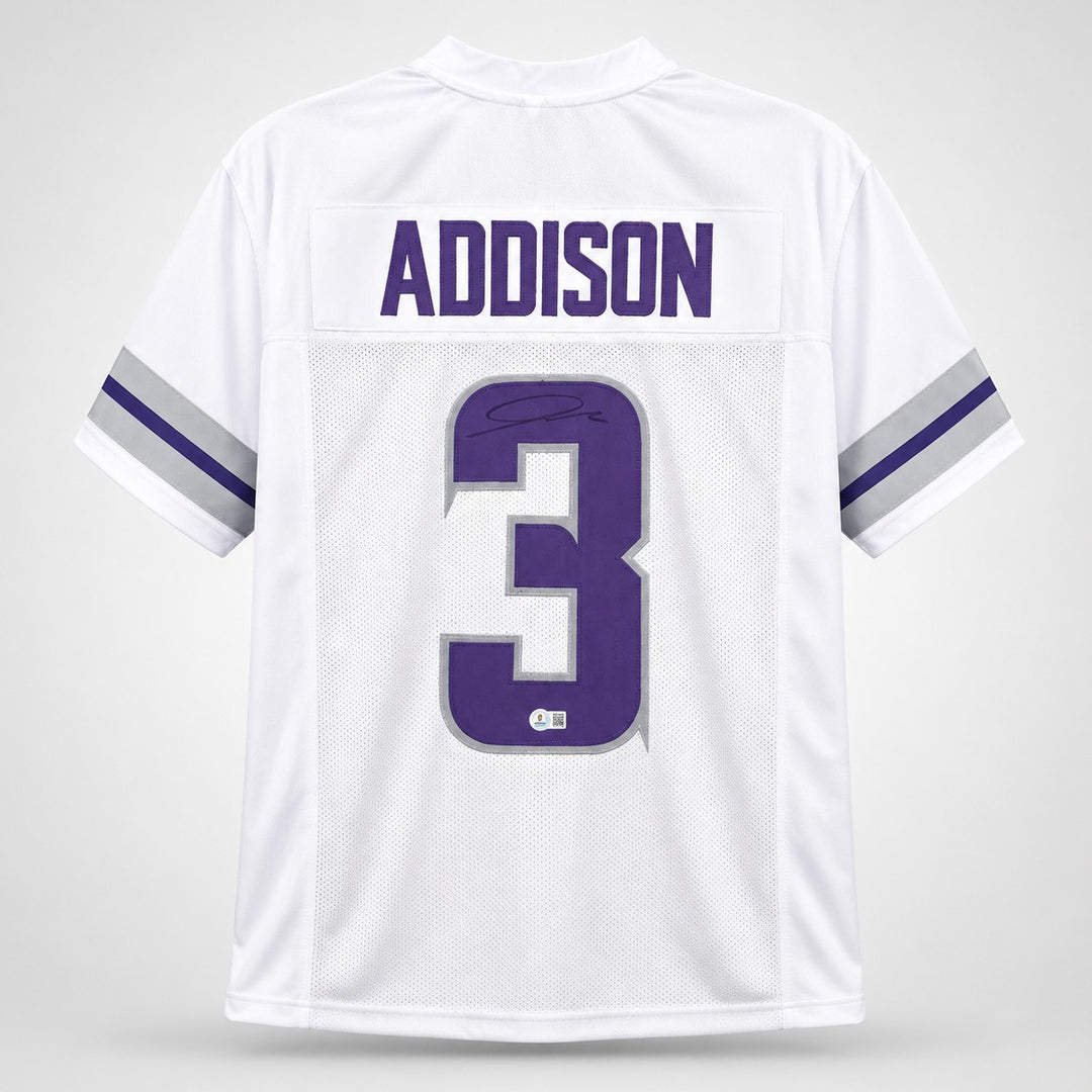 Minnesota Vikings Jordan Addison Signed White Jersey Beckett BAS QR