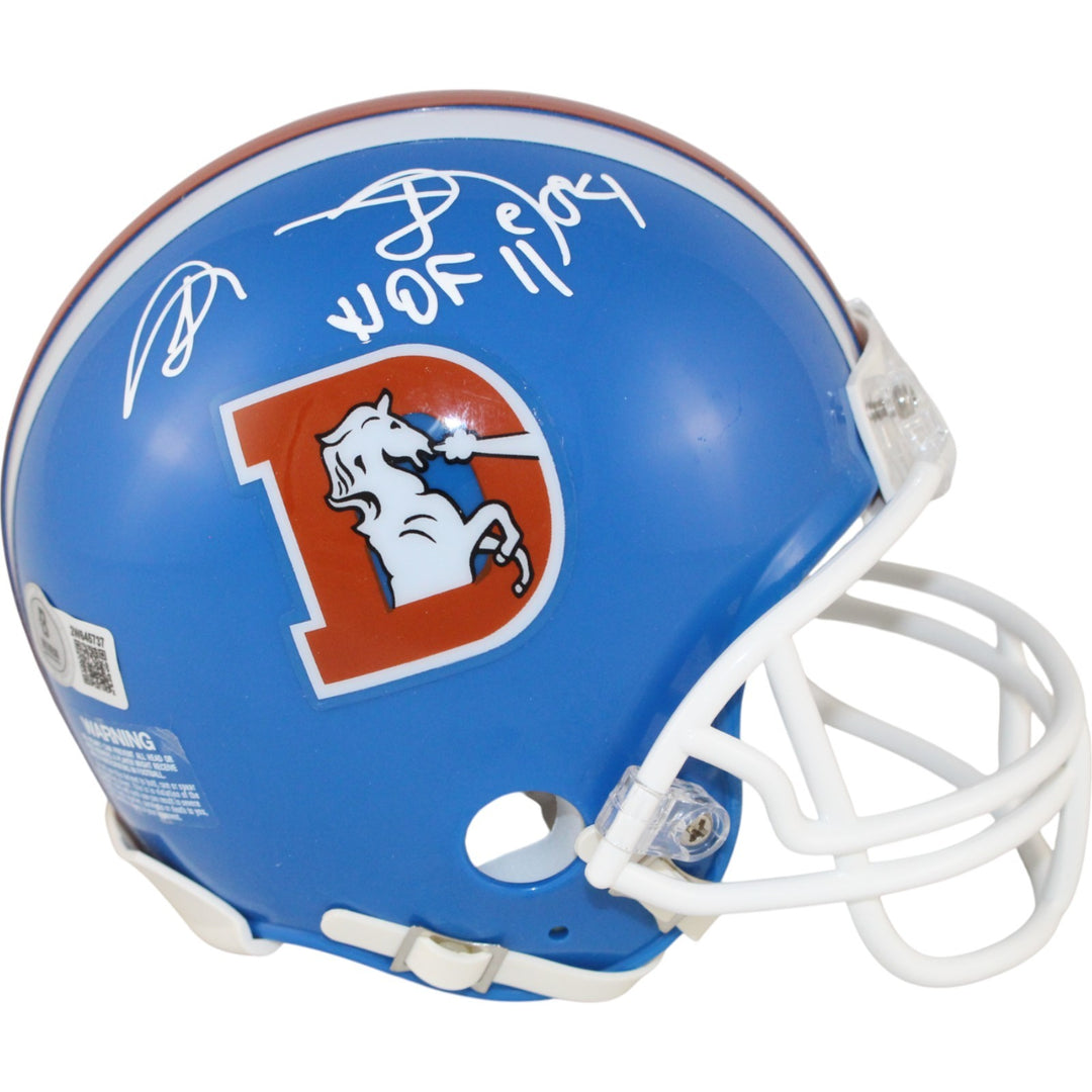 Shannon Sharpe Autographed Denver Broncos TB VSR4 Mini Helmet HOF Beckett 50793