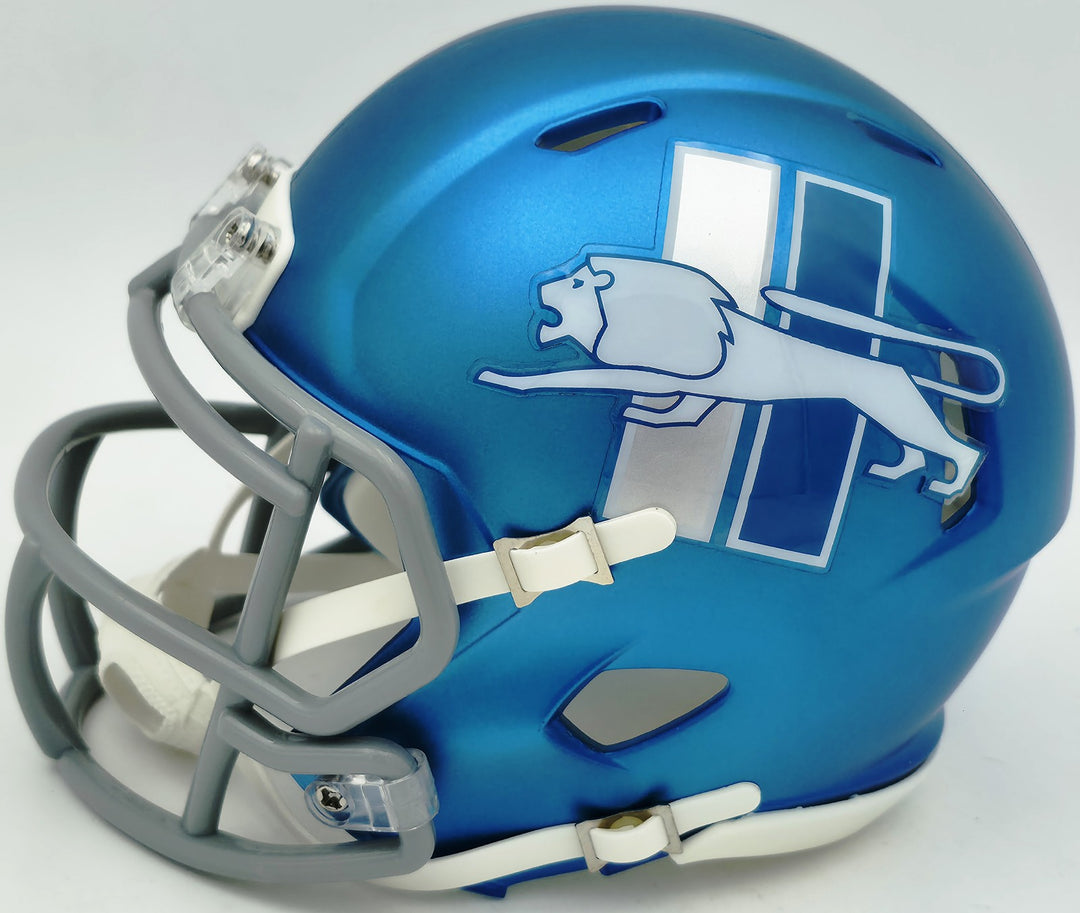 Barry Sanders Signed Detroit Lions 2023 Alternate Blue Speed Mini Helmet Beckett