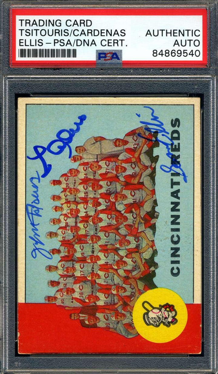 Tsitouris Cardenas Ellis PSA DNA Signed 1963 Topps Team Autograph