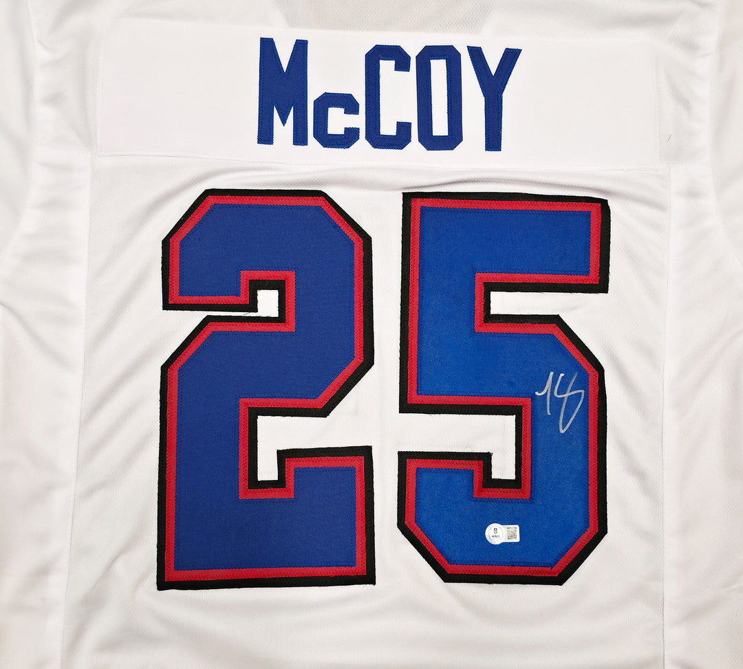 Kansas City Chiefs LeSean McCoy Signed White Jersey Beckett BAS Witness