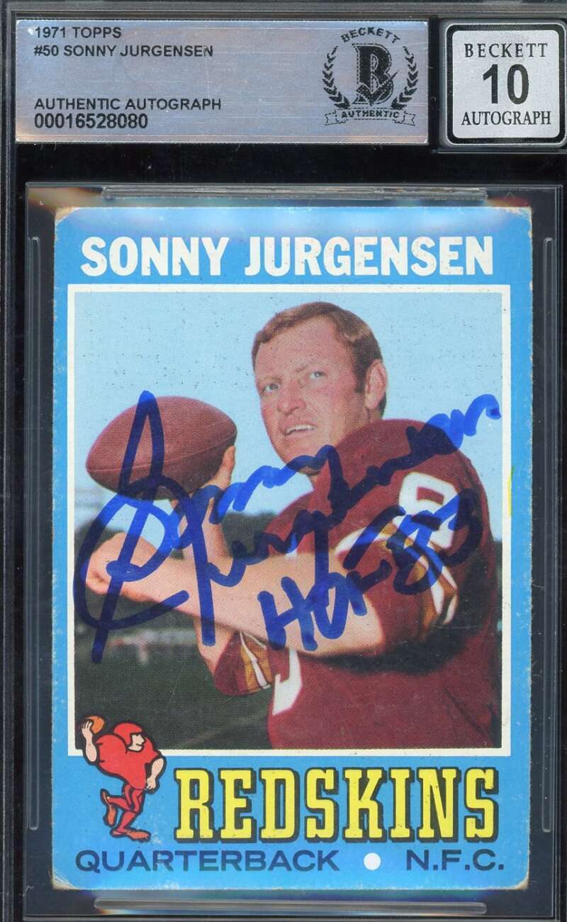 Sonny Jurgensen Gem Mint 10 Beckett BAS Signed 1971 Topps Autograph