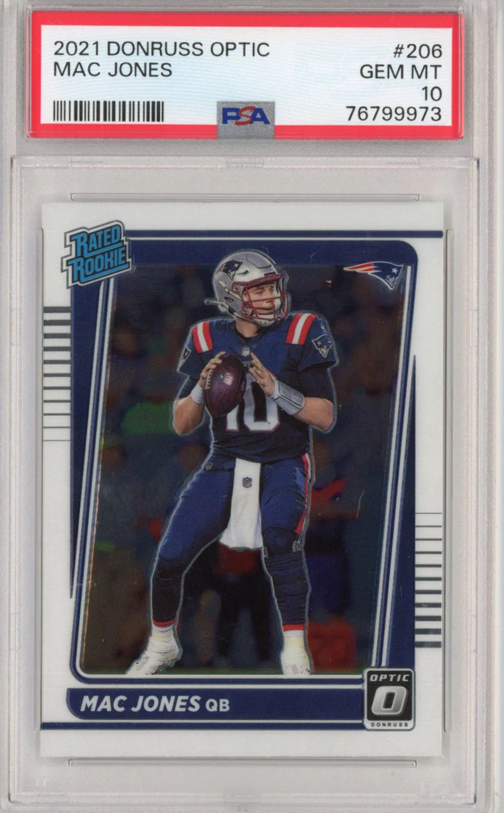 Graded 2021 Panini Donruss Optic Mac Jones #206 Rookie RC Card PSA 10 Gem Mint