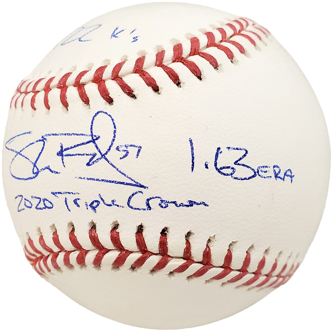 Shane Bieber Signed MLB Baseball Cleveland Indians With 3 Stats Beckett